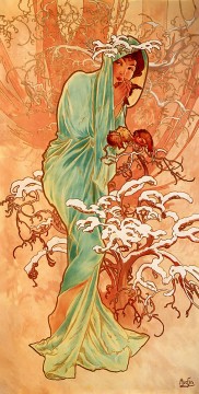  Alphons Lienzo - Invierno de 1896 panel checo Art Nouveau distintivo Alphonse Mucha